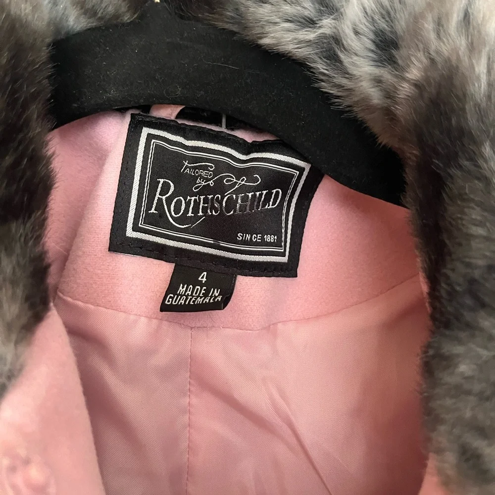 Rothschild Pink FauxFur‎ Trimmed Coat. Size 4